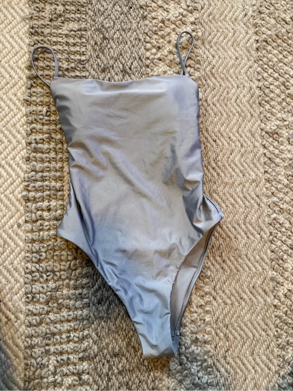 Shade & Shore Silver-Gray One-Piece Swimsuit medium 8/10 nwt adj straps padding